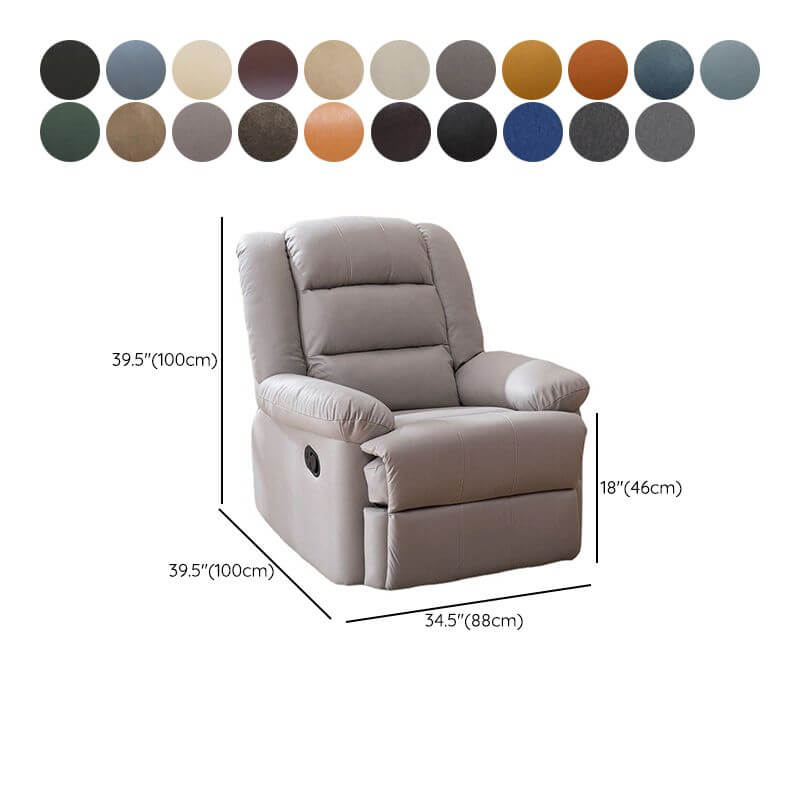 Padded recliner featuring solid color design