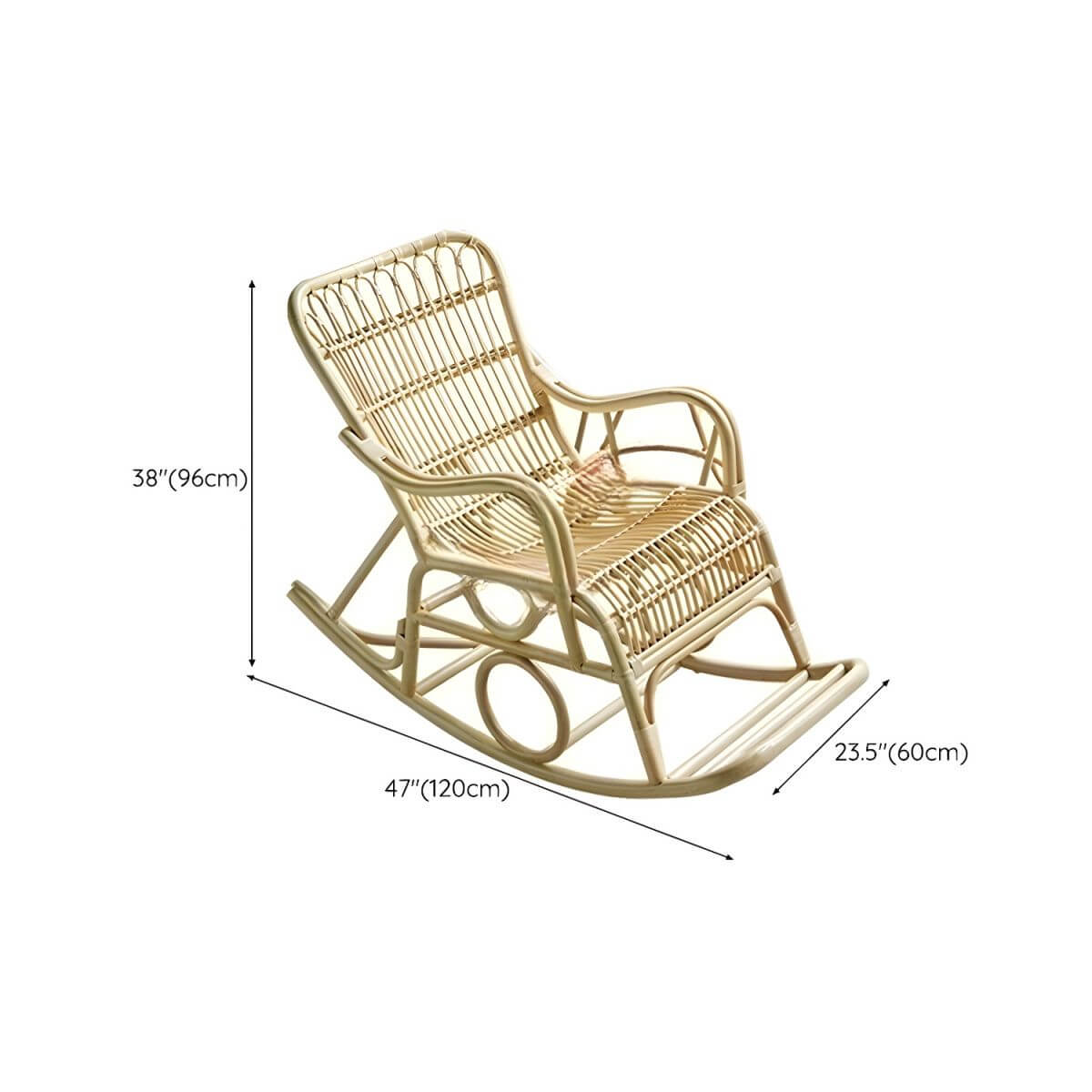 Indoor rocking chair with track arms