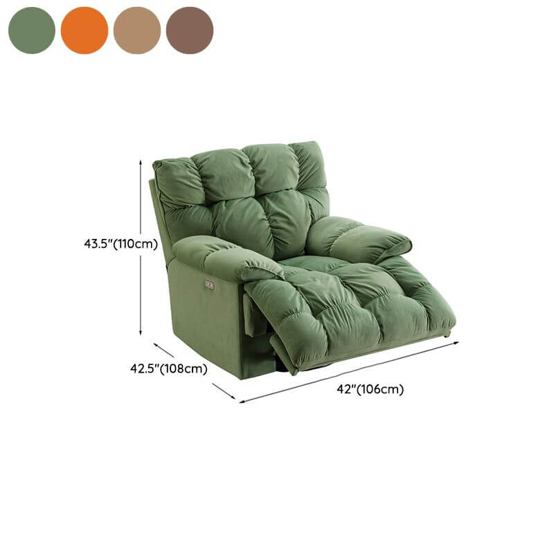 Khaki reclining chair in a cozy reading nook