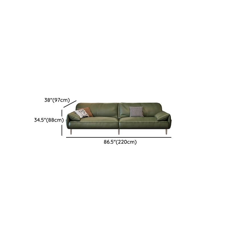 Olive green sofa couch in contemporary living room