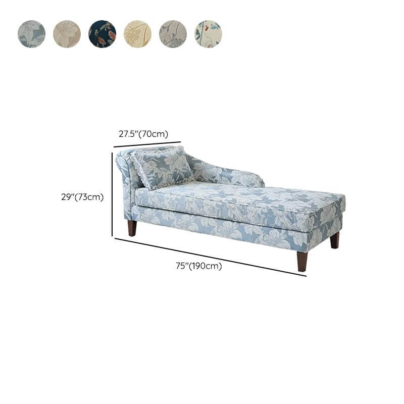 Navy and beige chaise sofa with left-hand orientation