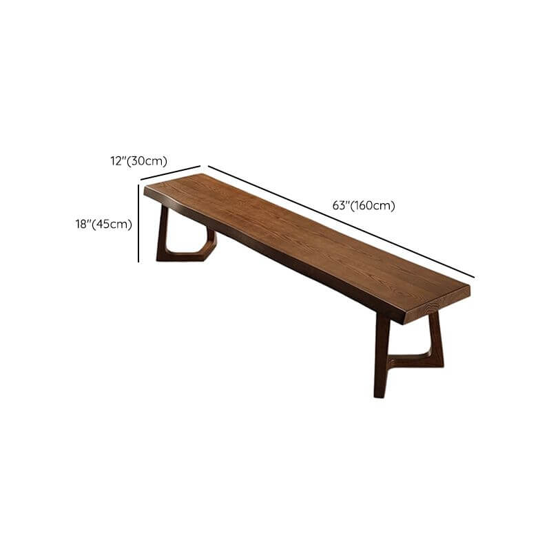 Close-up of the solid brown finish of the sitting bench