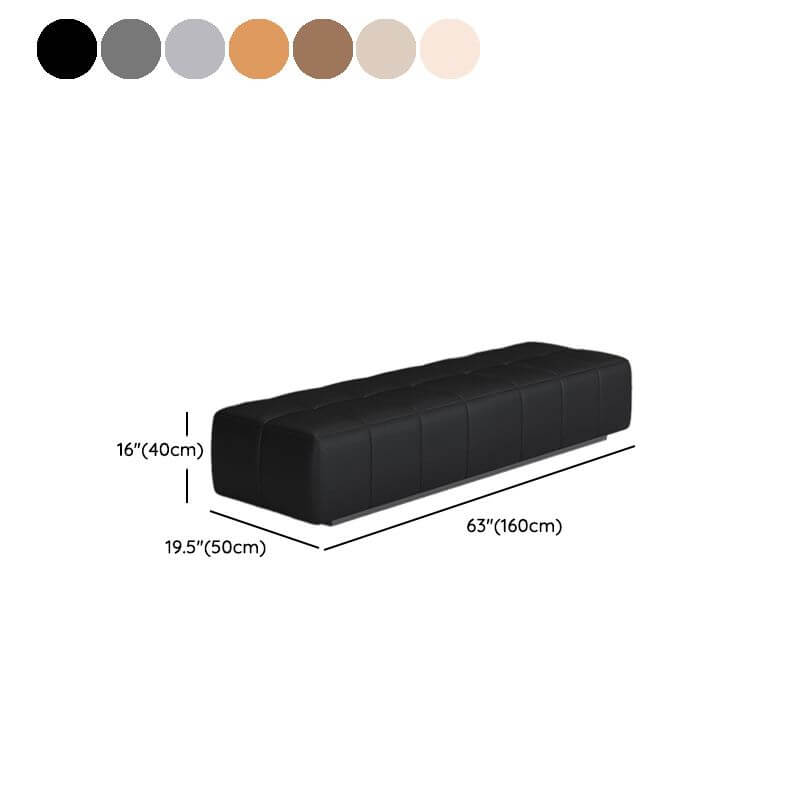Modern beige upholstered bench with decorative stitching