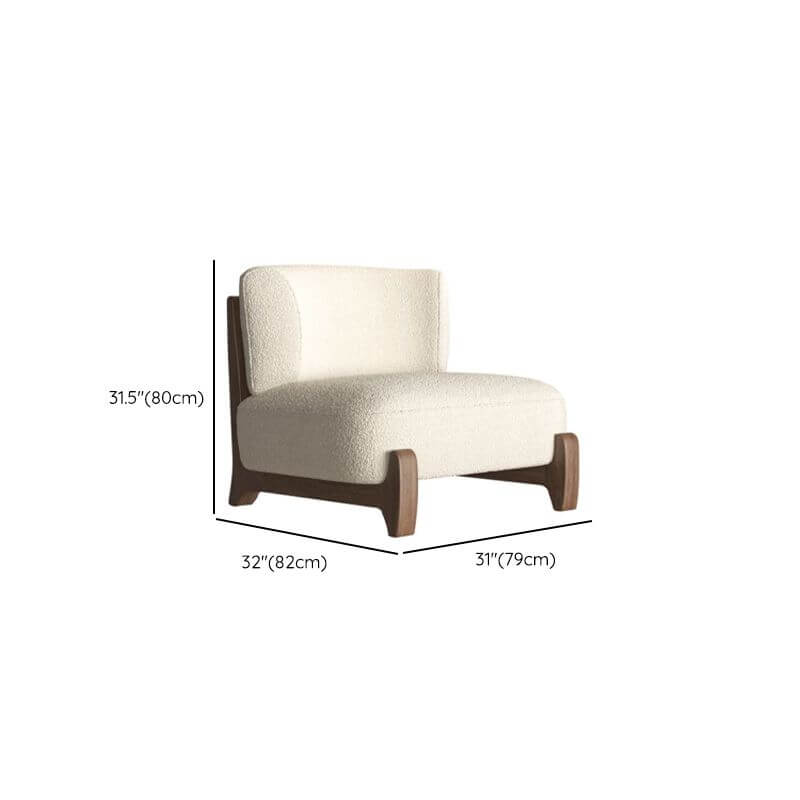 Simple solid color beige slipper chair on white background