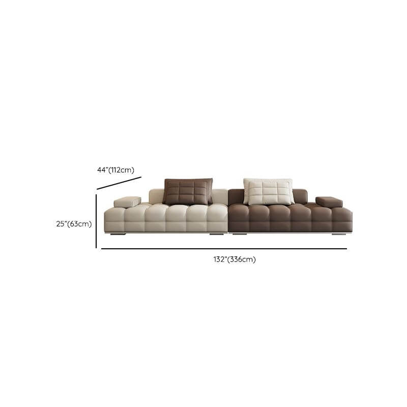 Simple Solid Color Brown Floor Sofa front view