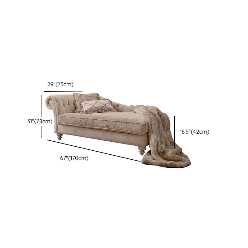 Simple solid color chaise lounge bench side view