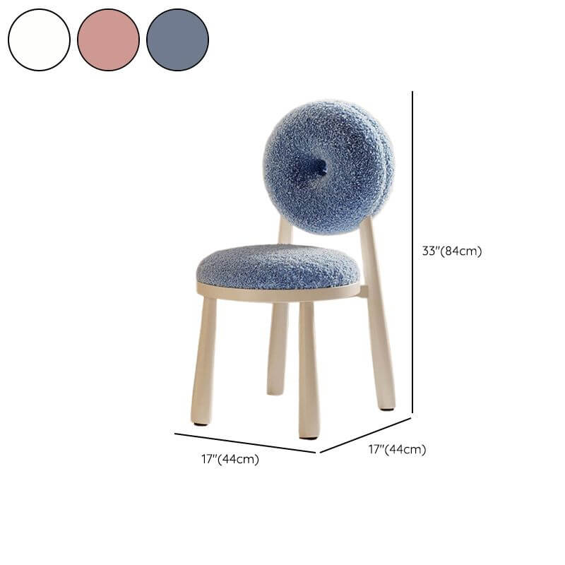 Blue upholstered utility stool with back