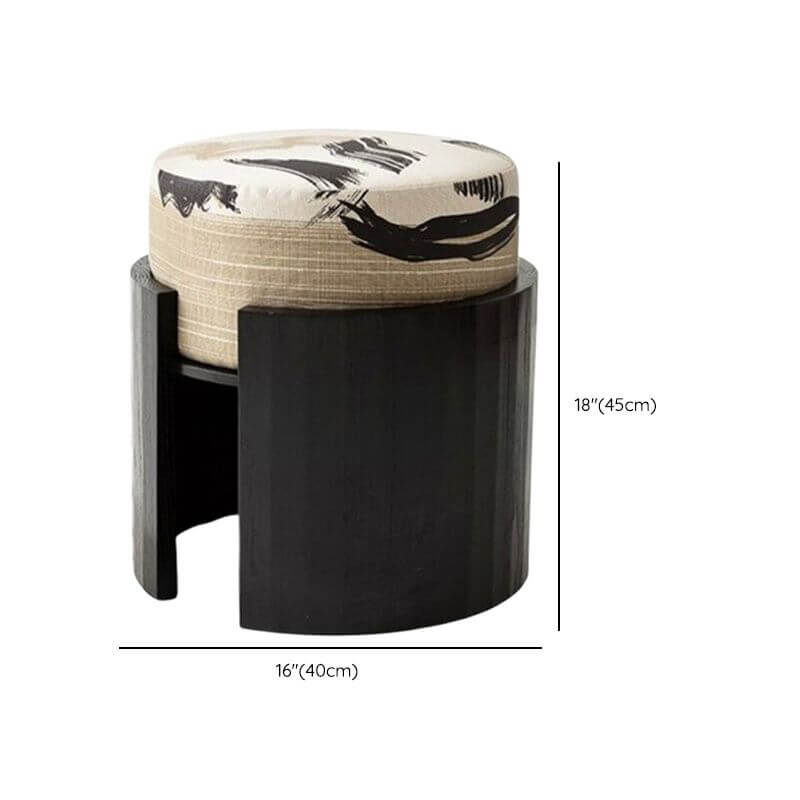 Elegant Yellow and White Ottoman