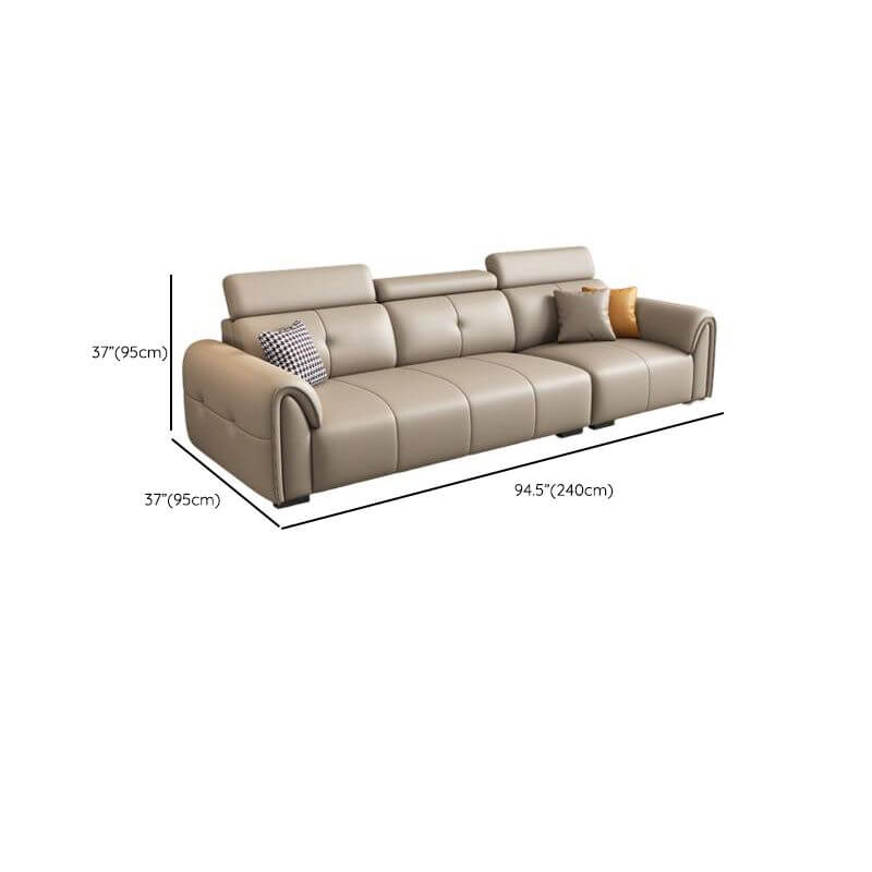 Comfortable grey sofa with plush cushions
