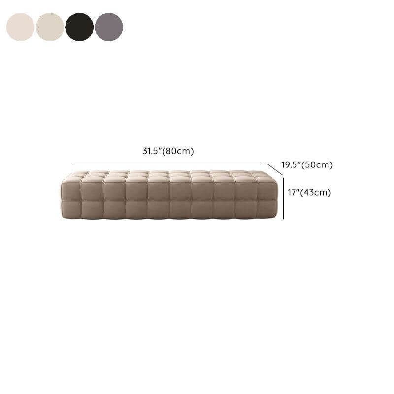 Simplistic Rectangular Solid Color Flannel Ottoman in Beige