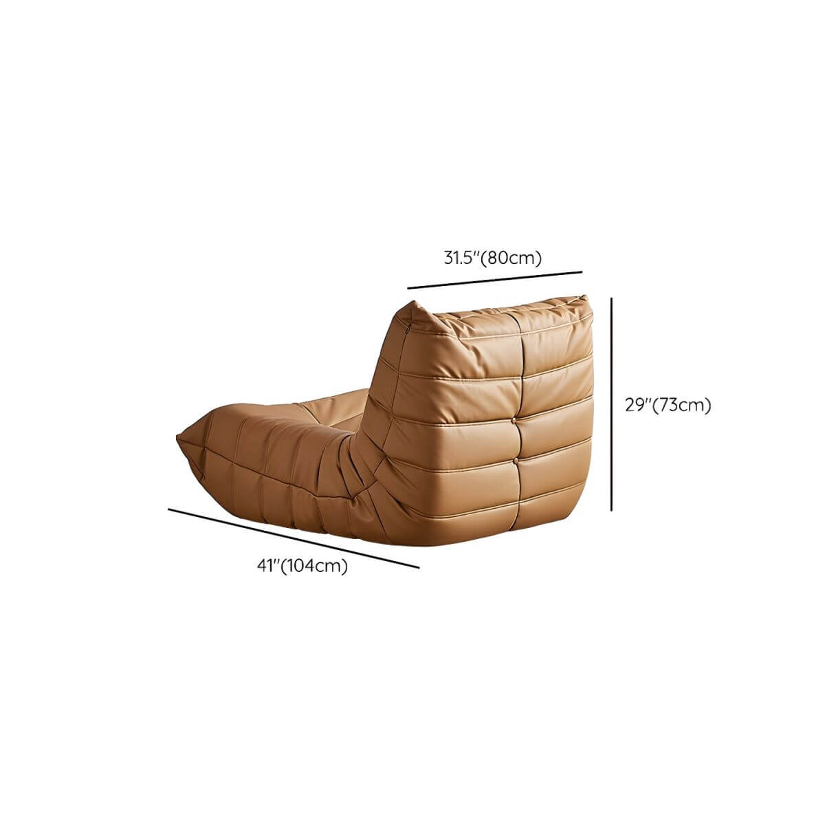 Stylish bean bag chair showing durable faux leather material