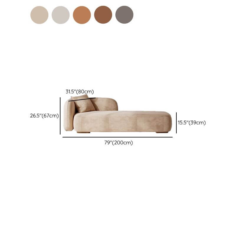 Beige Faux Leather Chaise Lounge Sofa