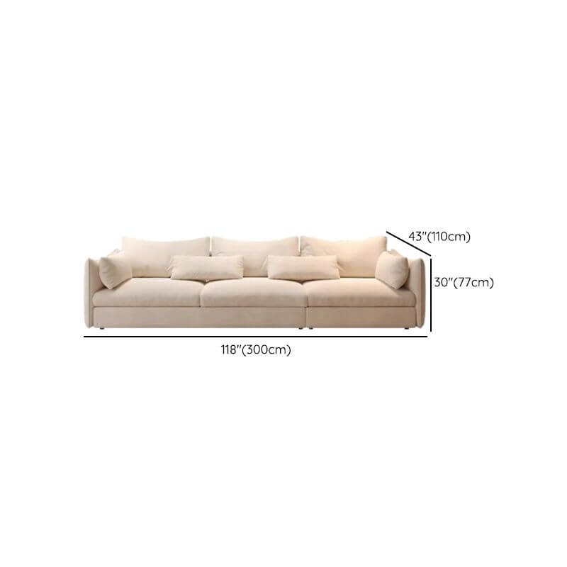Straight L-Shape Sofa Couch in Ink and White