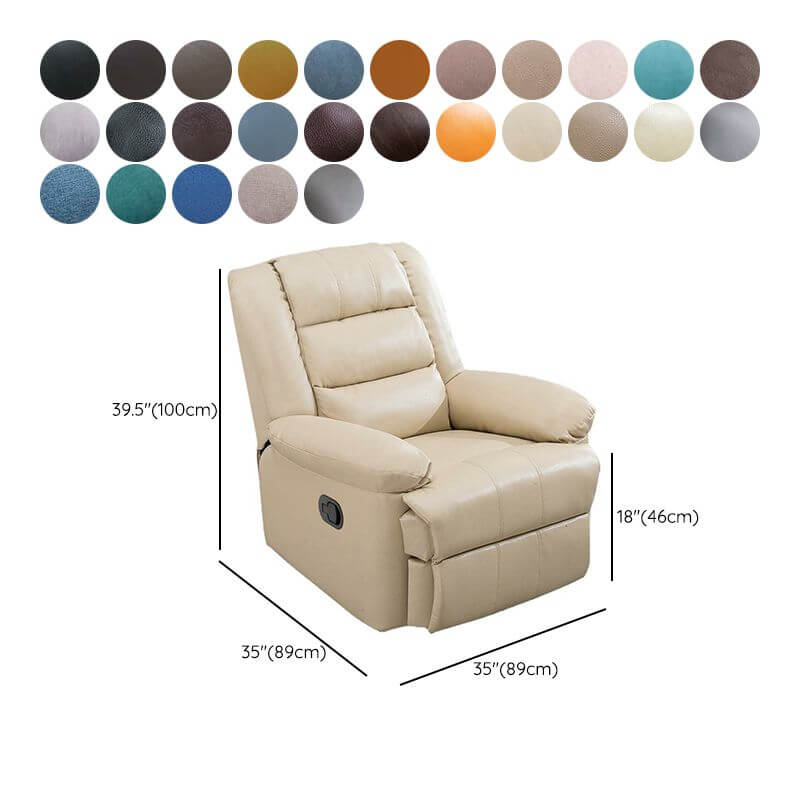 Stretchable cushioned power recliner in beige
