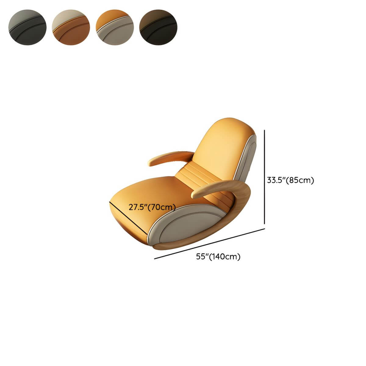 Rocking chair highlighting ergonomic design features