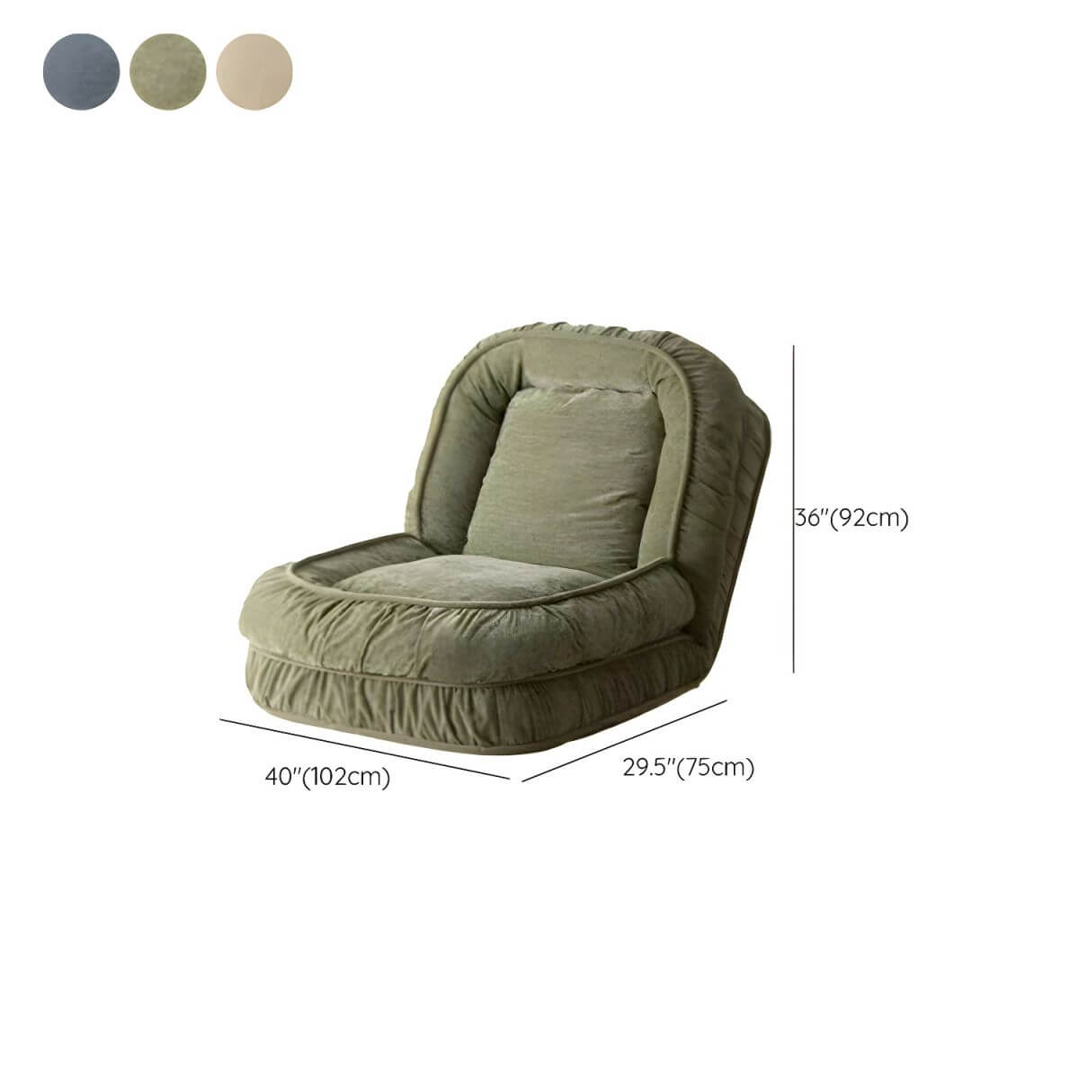 Traditional Chenille Recliner in Green