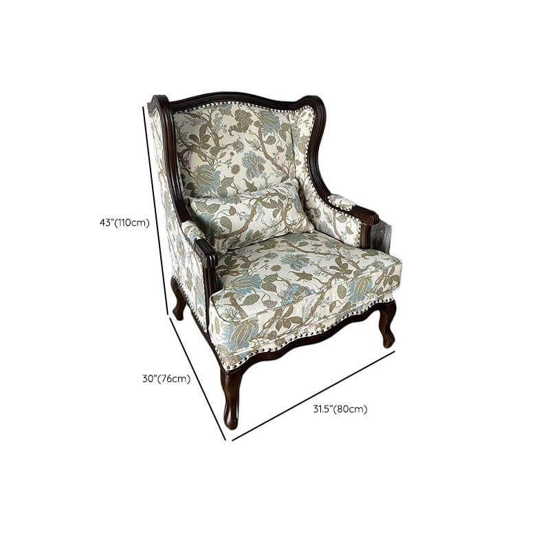 Traditional Floral Pattern Arm Chair Side View