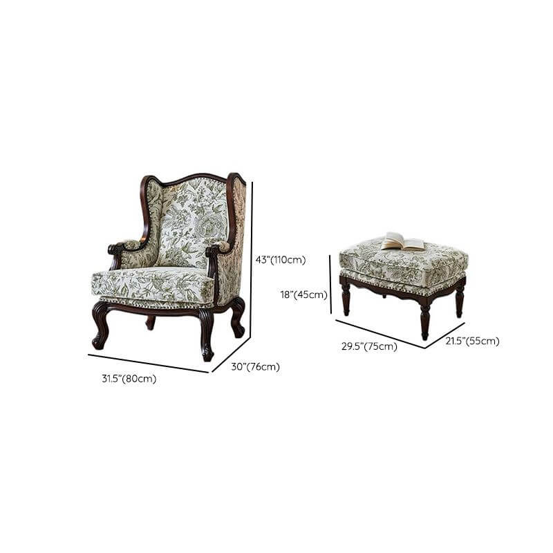 Traditional Floral Pattern Arm Chair in a Living Room Setting