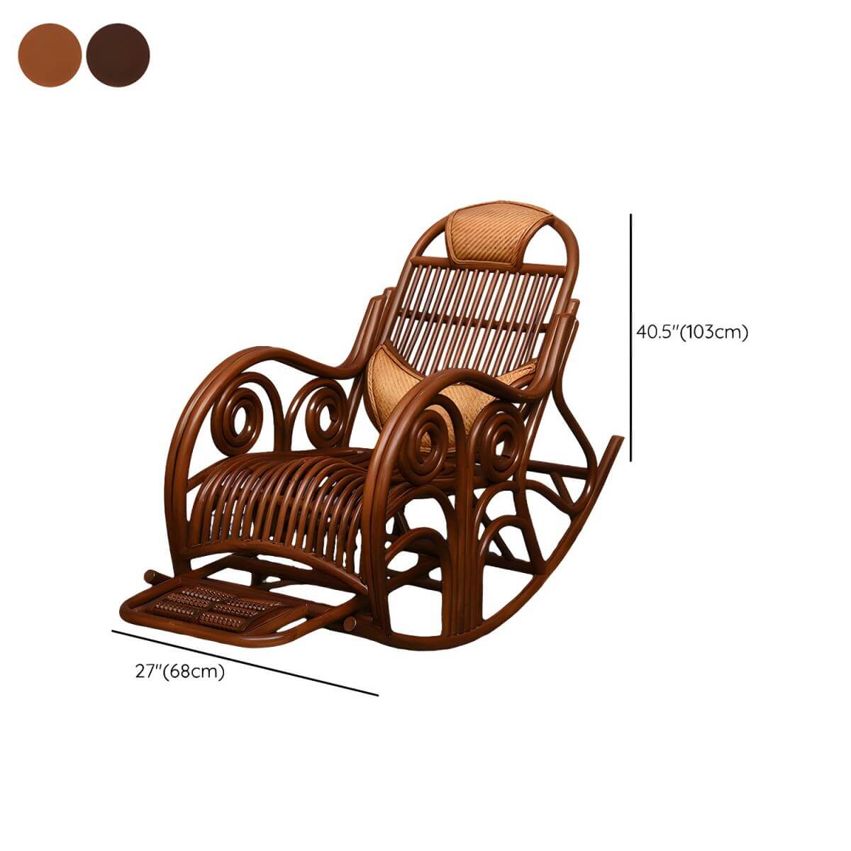 Traditional solid wood rocking chair with slat back