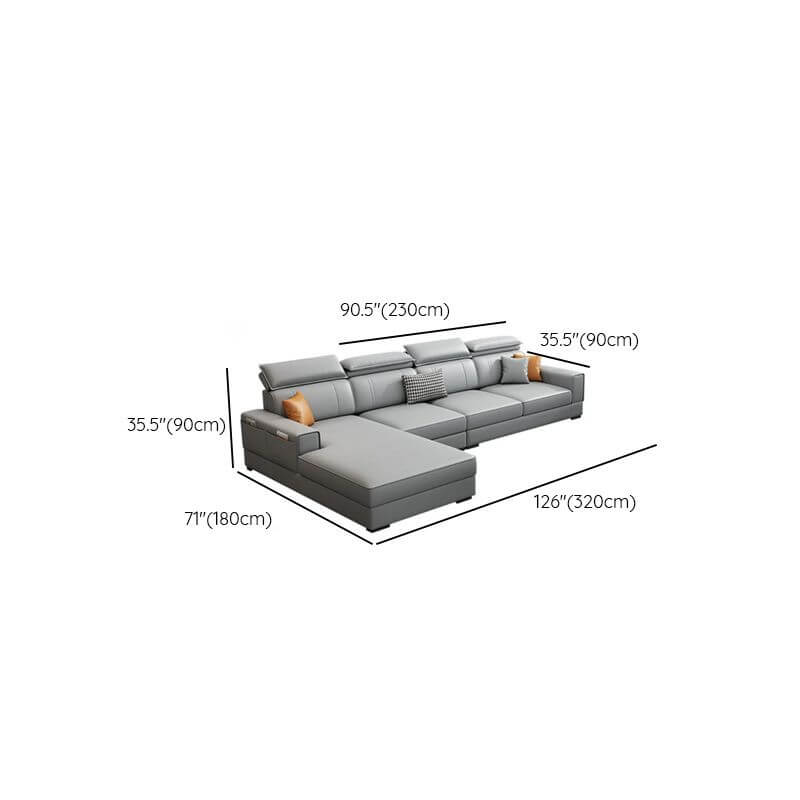 Modern square arm sofa in dove grey