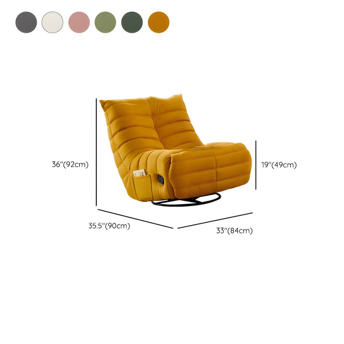 Close-up of tufted design on the modern recliner