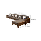 Natural wood accents on the grey sofa