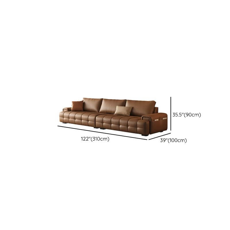 Cozy mocha sofa design with storage