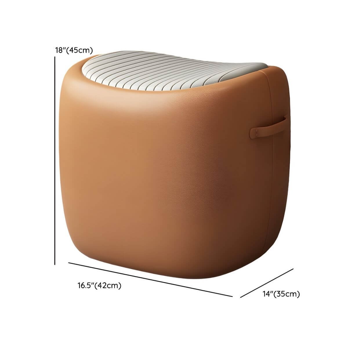 Wood Genuine Leather Modern Vanity Stool front view