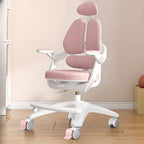 Sky Blue Upholstered Desk Chair with Adjustable Headrest and Arms