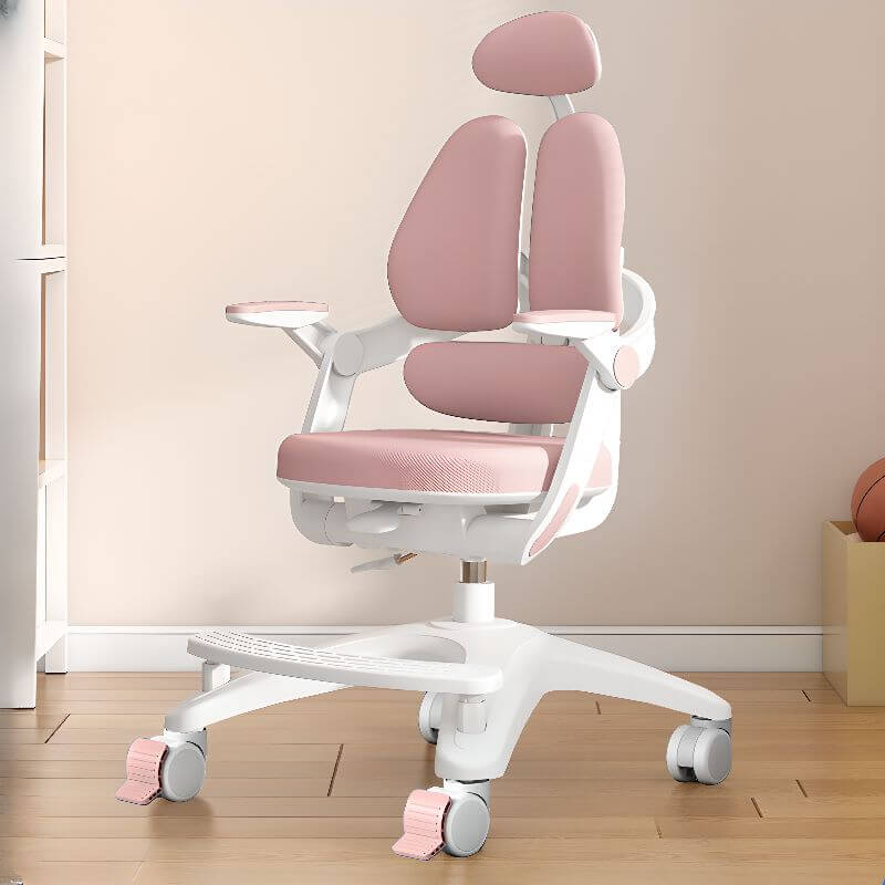 Sky Blue Upholstered Desk Chair with Adjustable Headrest and Arms