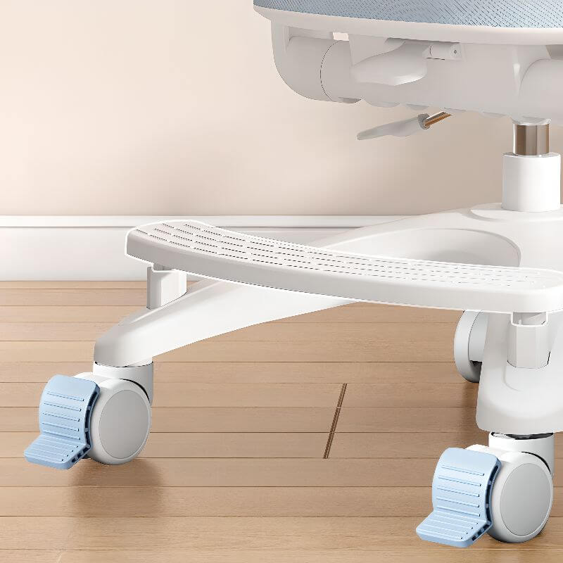 Sky Blue Upholstered Desk Chair with Adjustable Headrest and Arms