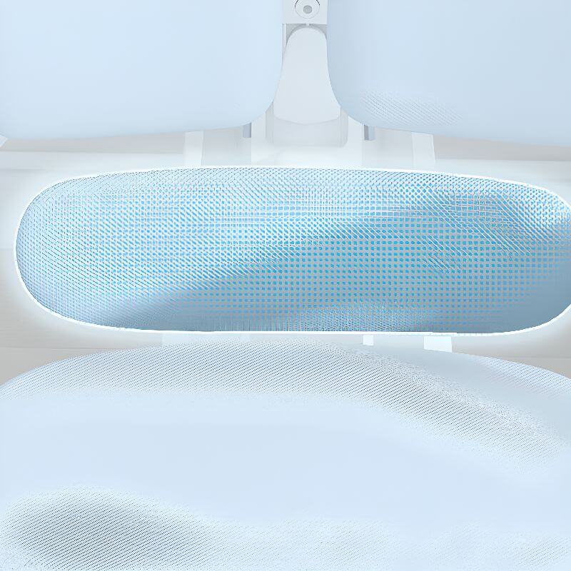 Sky Blue Upholstered Desk Chair with Adjustable Headrest and Arms