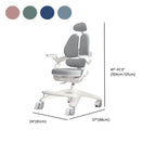 Sky Blue Upholstered Desk Chair with Adjustable Headrest and Arms Dimensions
