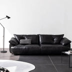 Black microfiber leather sofa with sleek minimalist design for comfort and style main product image