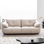 Black microfiber leather sofa with sleek minimalist design for comfort and style