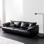 Black microfiber leather sofa with sleek minimalist design for comfort and style