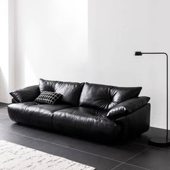 Elegant black microfiber leather couch for modern decor