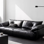 Black microfiber leather sofa with sleek minimalist design for comfort and style