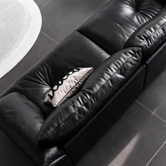 Chic comfort with a sleek black microfiber leather sofa