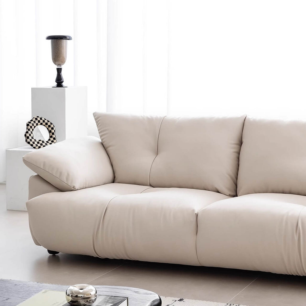 Black microfiber leather sofa with sleek minimalist design for comfort and style