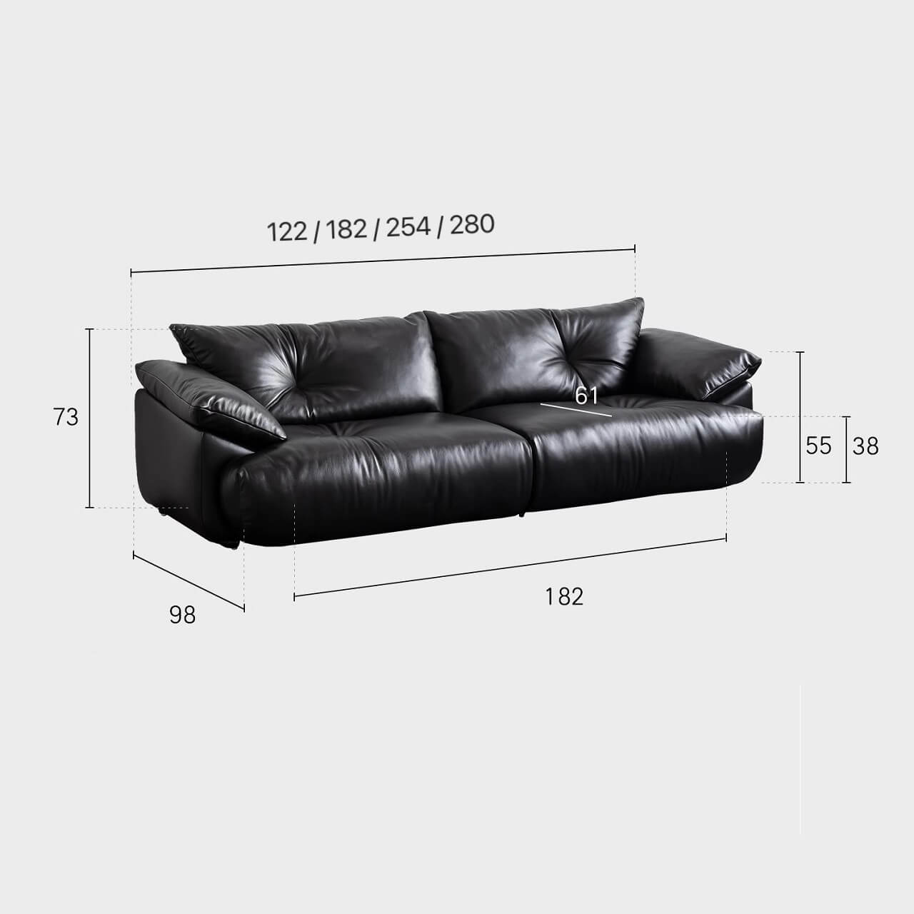 Elegant black microfiber leather couch for modern decor