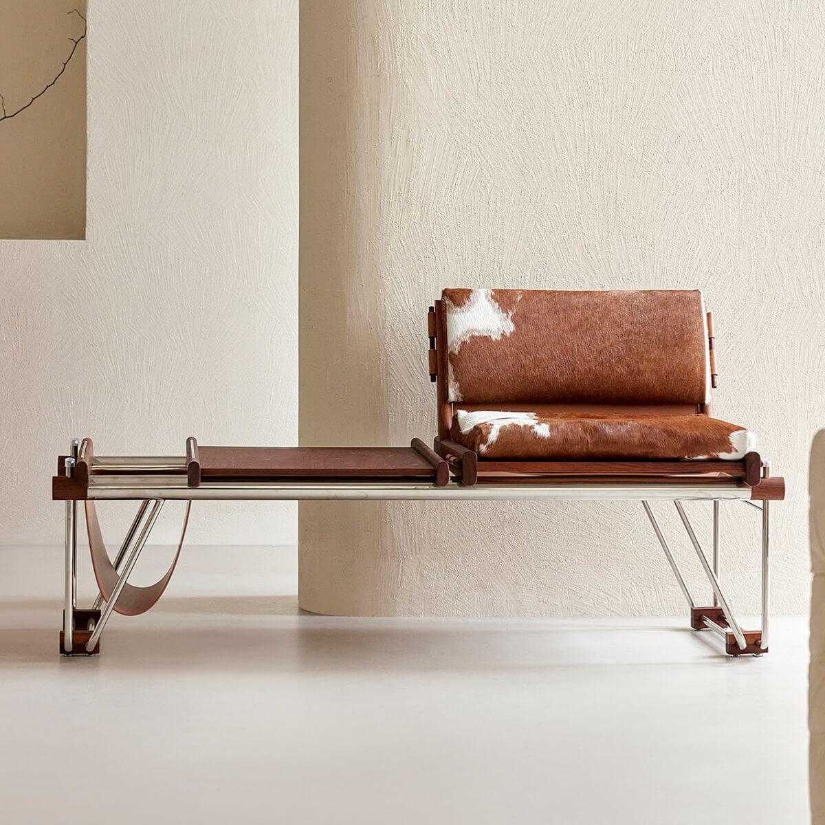 Sliding-Track Upholstered Bench Set Featuring Realistic Faux-Leather Cushions Image secondaire du produit