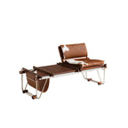 Sliding-Track Upholstered Bench Set Featuring Realistic Faux-Leather Cushions