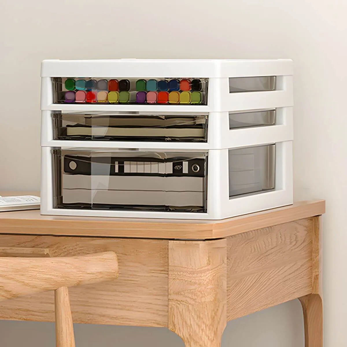 Slim Acrylic Drawer Filing Cabinet With Smoky Clear Fronts