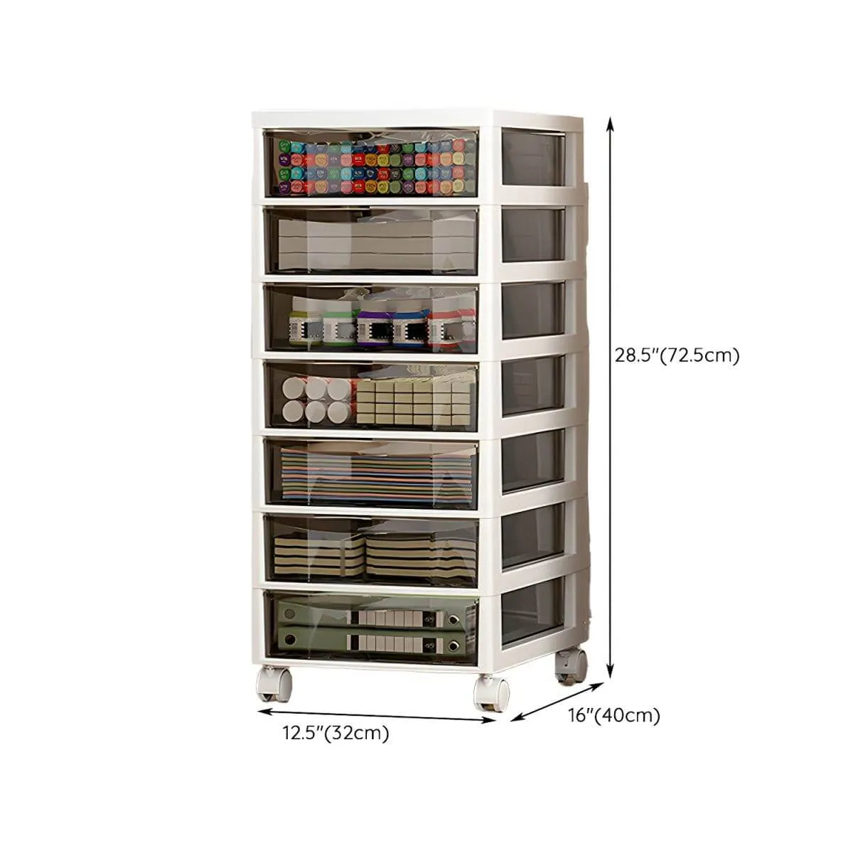 Slim Acrylic Drawer Filing Cabinet With Smoky Clear Fronts