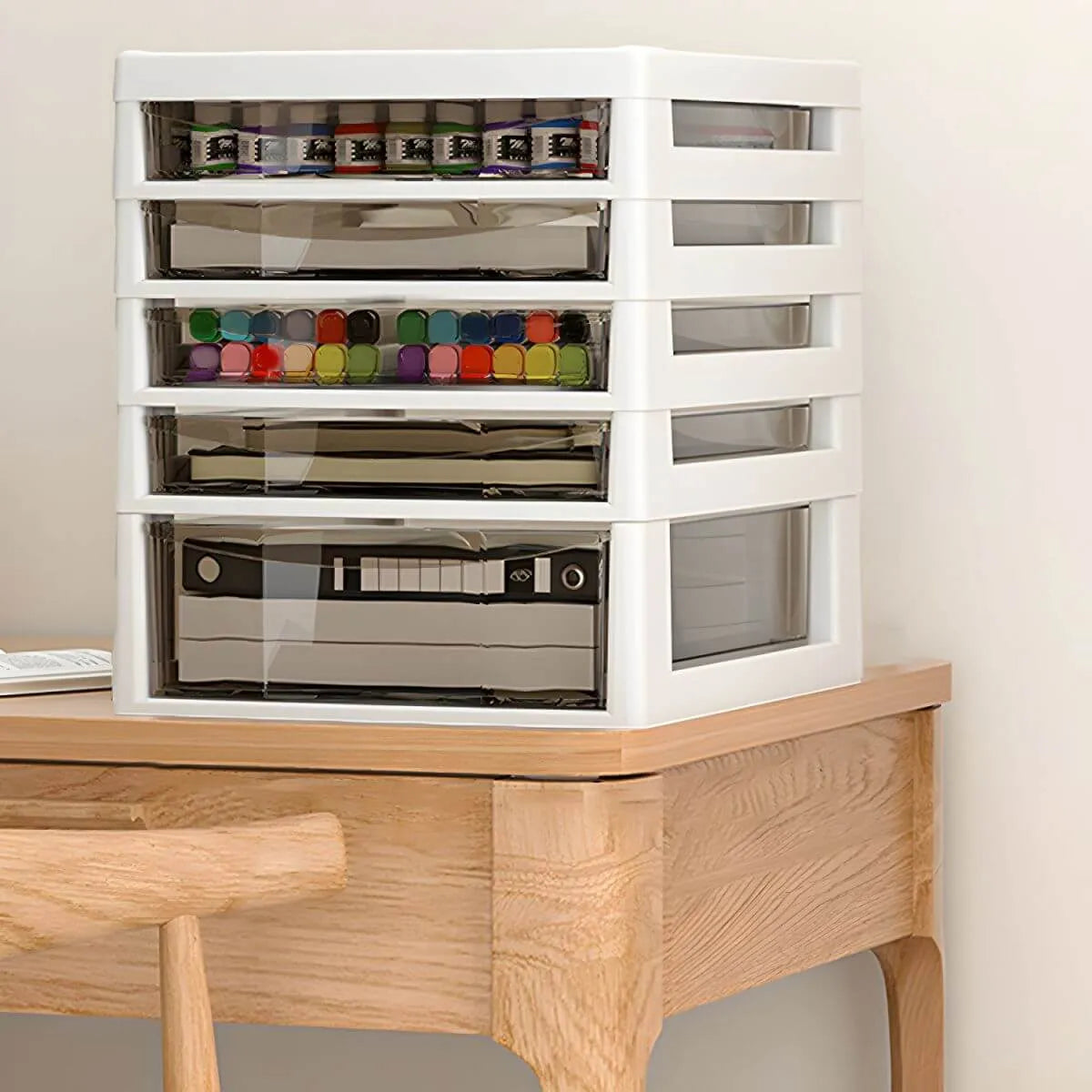 Slim Acrylic Drawer Filing Cabinet With Smoky Clear Fronts