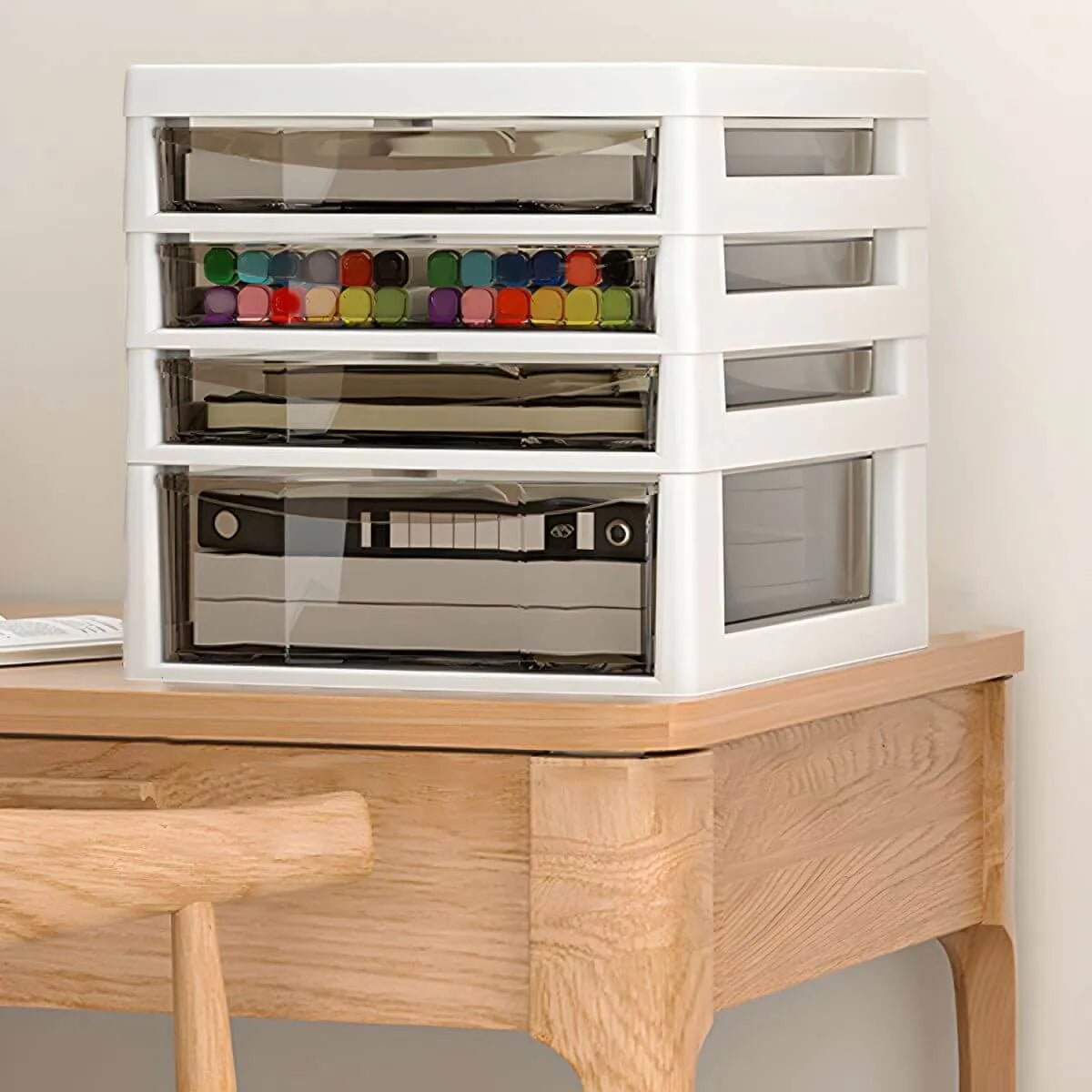 Slim Acrylic Drawer Filing Cabinet With Smoky Clear Fronts