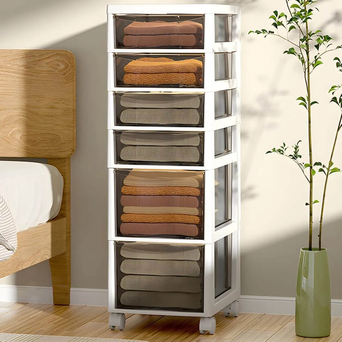 Slim Acrylic Drawer Filing Cabinet With Smoky Clear Fronts
