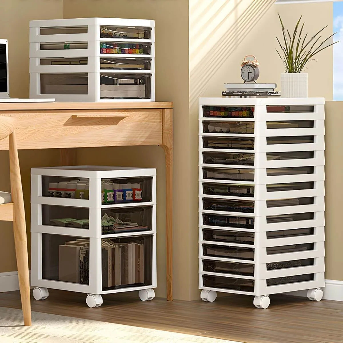 Slim Acrylic Drawer Filing Cabinet With Smoky Clear Fronts Secondary image