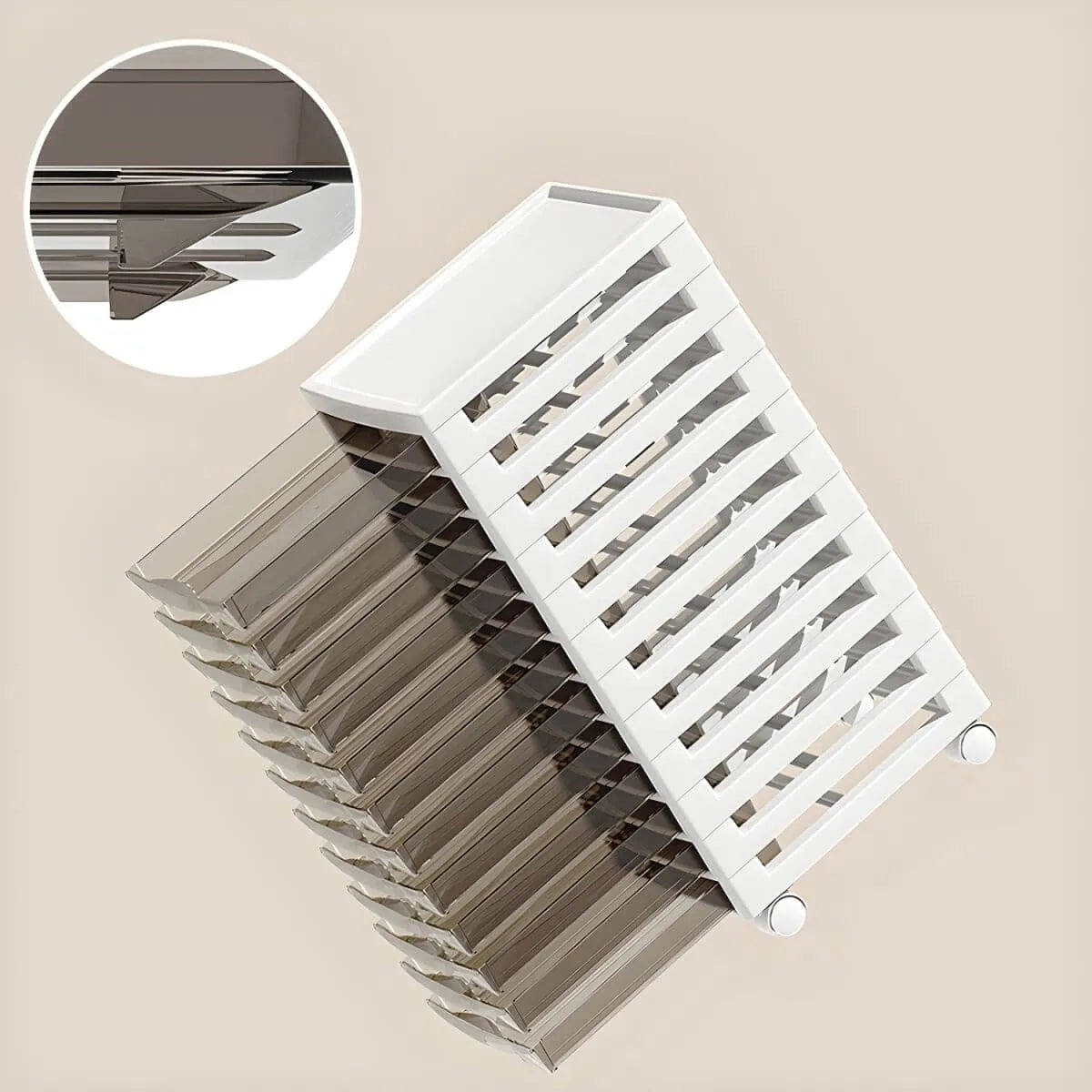 Slim Acrylic Drawer Filing Cabinet With Smoky Clear Fronts